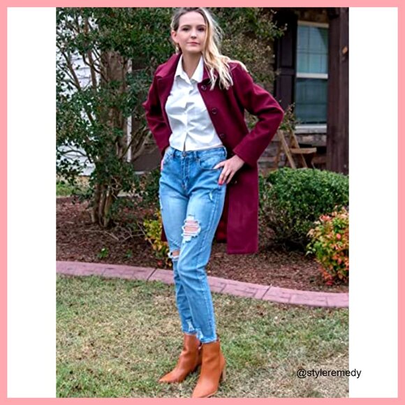 Wool Trench Coat Long Winter Overcoat Fitted Slim Fit - Picture 4 of 7